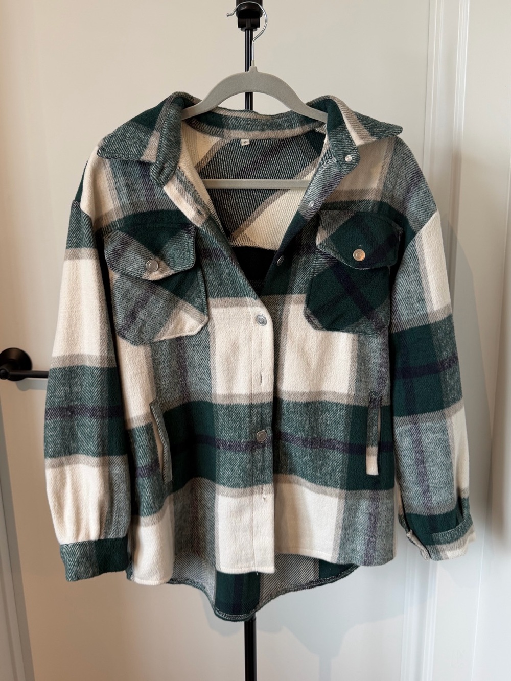 Plaid Shacket Jacket - Green & Cream